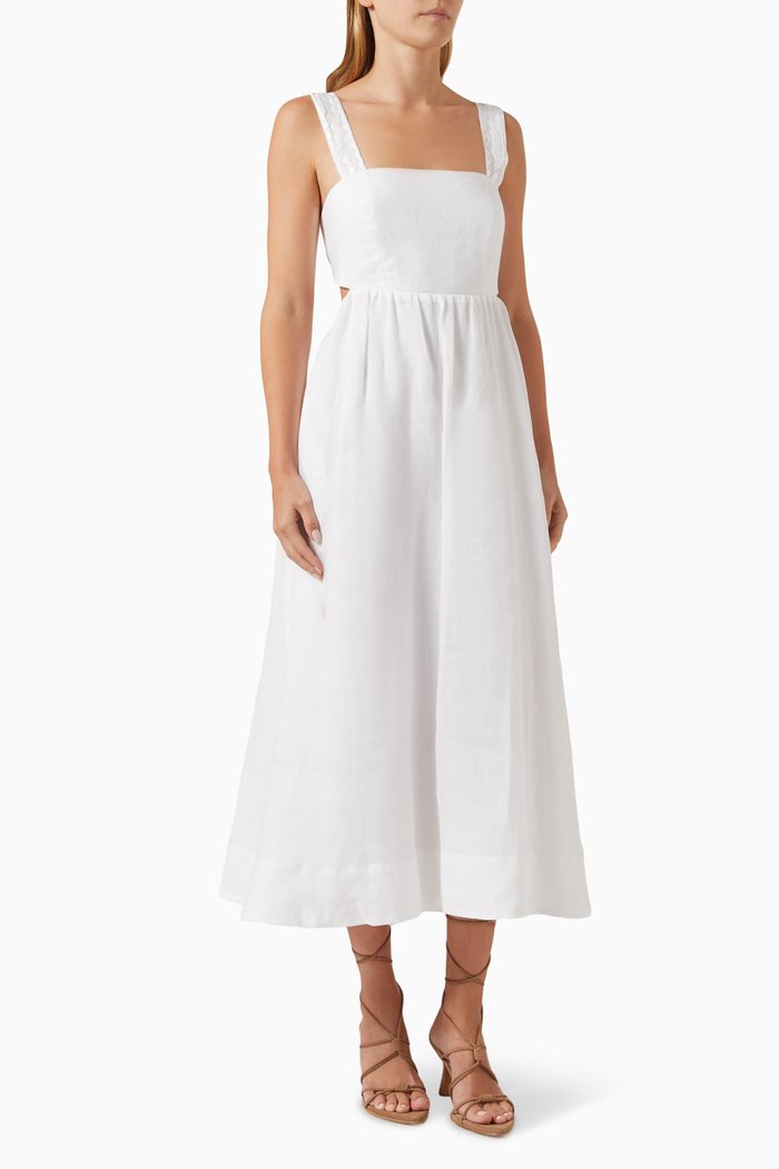 

Dalia Embroidered Maxi Dress in Ramie, White