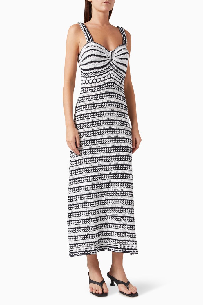 Maris Midi Dress in Cotton Crochet, Black