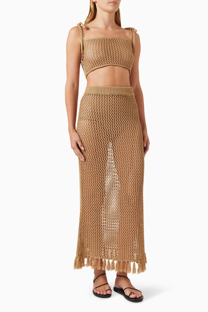 

Ivi Top & Skirt Set in Crochet, Gold