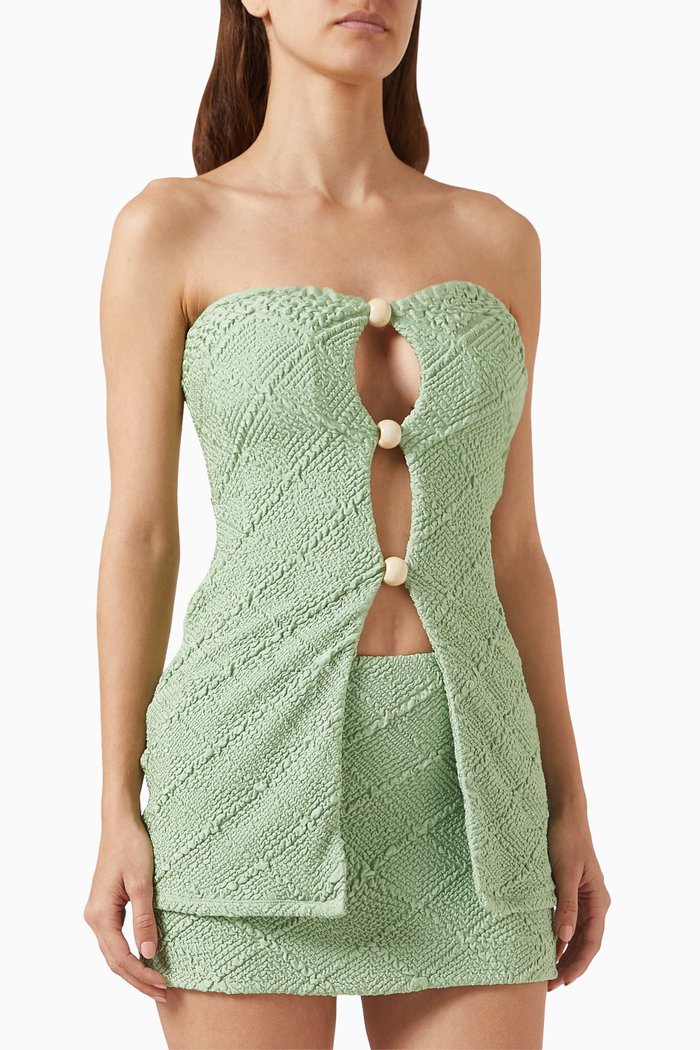 Jasper Cutout Top in Stretch Nylon, Green