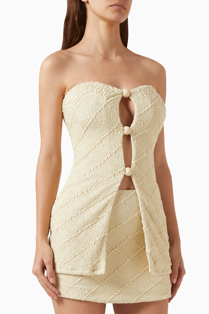 Jasper Cutout Top in Stretch Nylon, Neutral