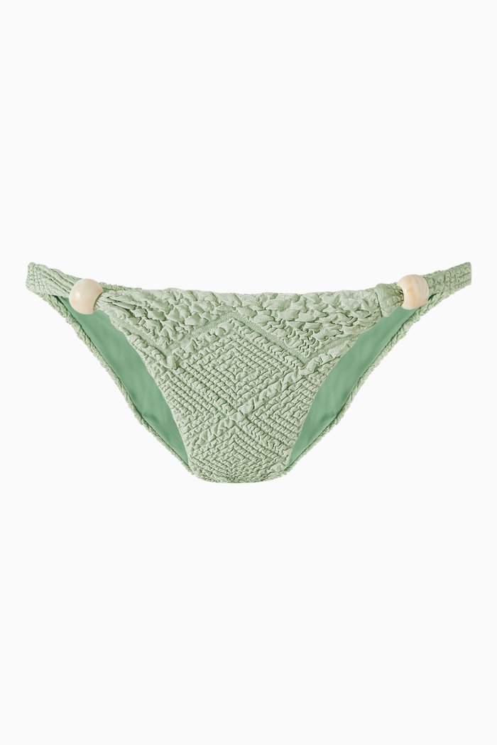 

Carla Bead-embellished Bikini Brief in Stretch Nylon, Green