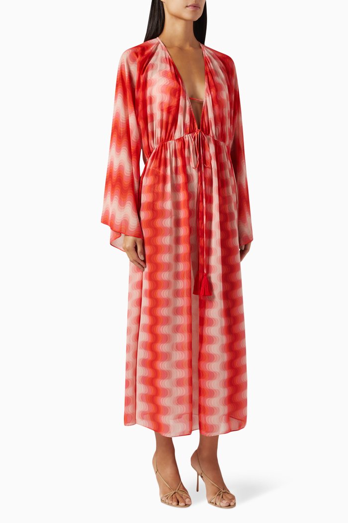 Rafia Printed Robe, Pink