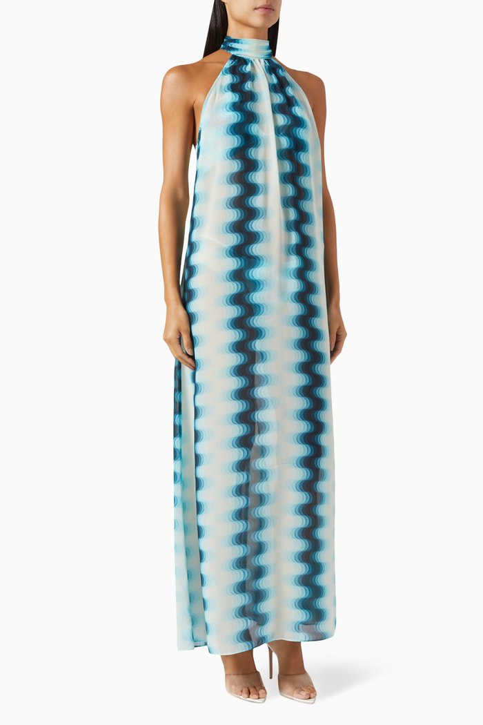

Abigail Open-back Dress in Chiffon, Blue