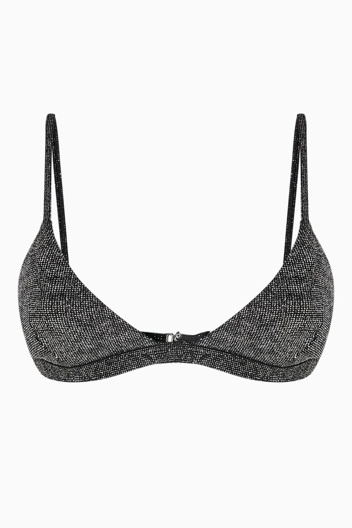 

Aubrie Bikini Top in Glitter Fabric, Black