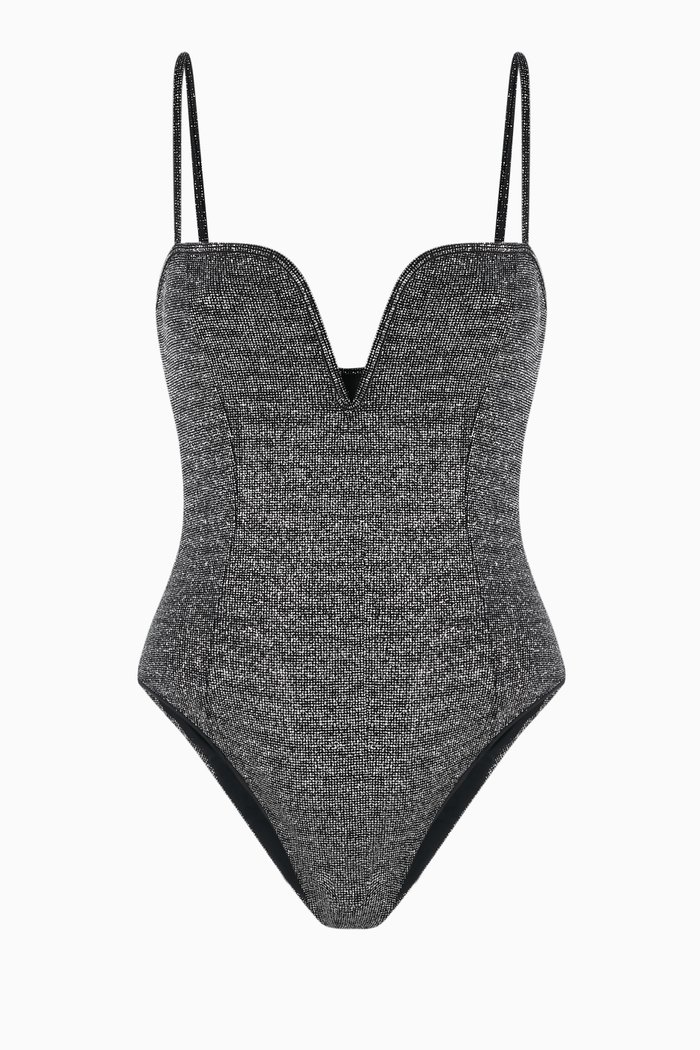

Joelle One-piece Swimsuit in Glitter Fabric, Black
