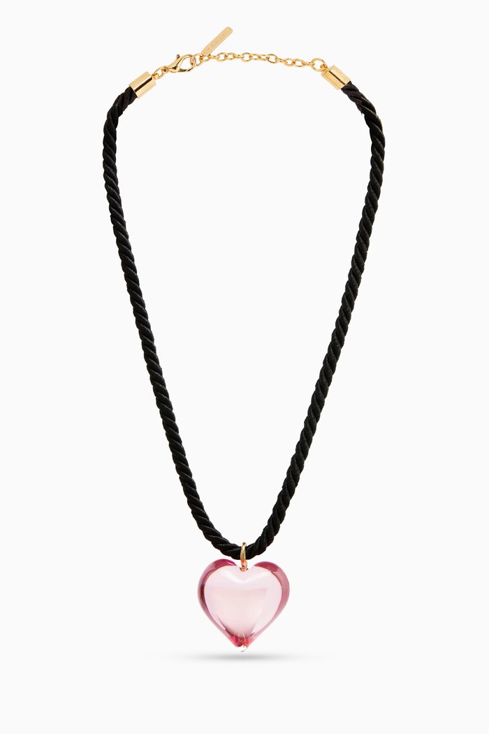 

Transparent Heart Pendant Necklace, Pink