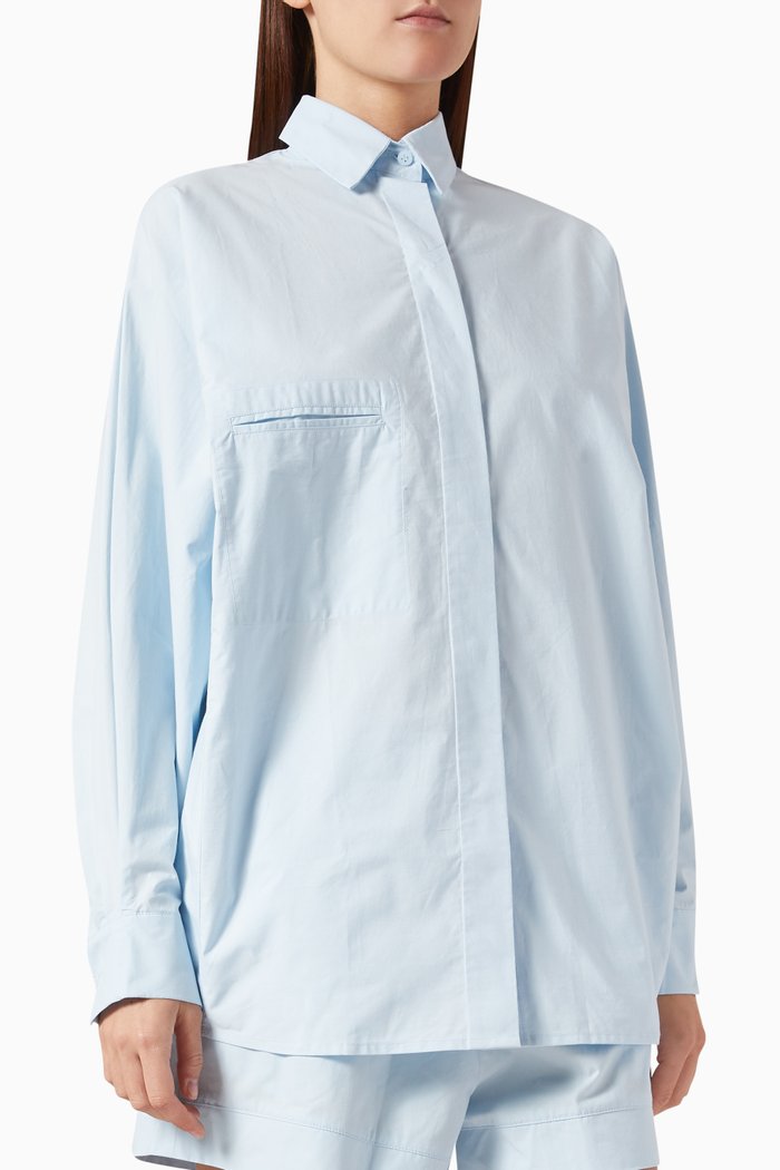 

Oversized Shirt in Cotton, Blue