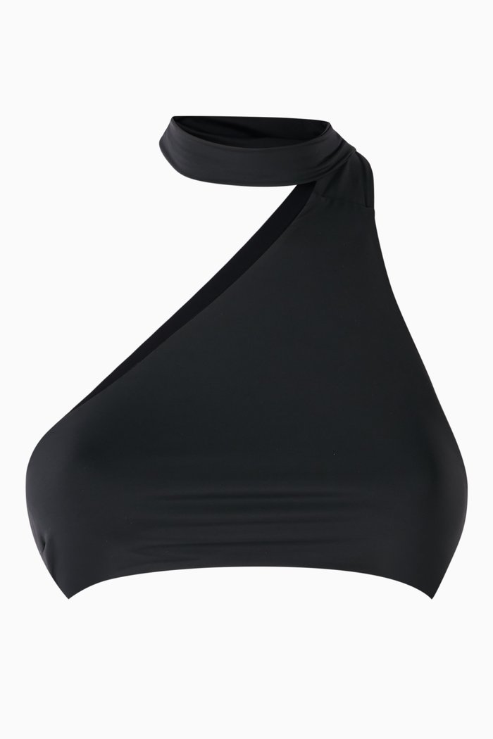 

Angelina One-shoulder Bikini Top in Lycra, Black