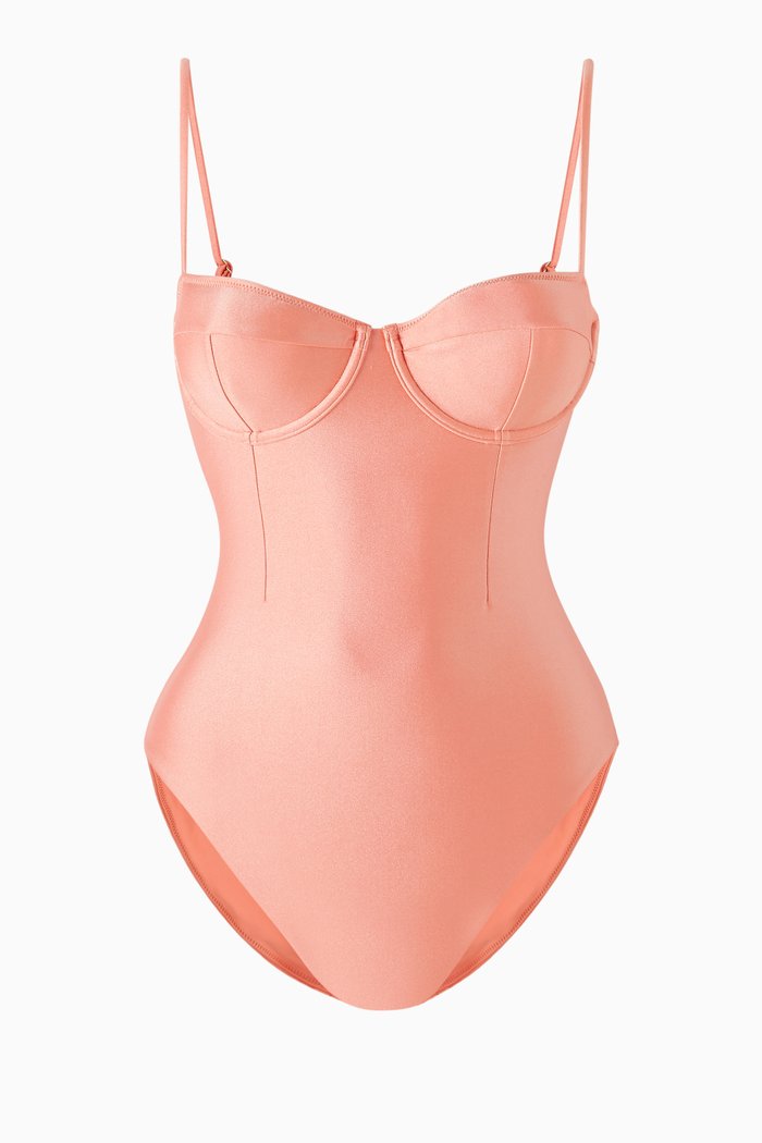 

Fara Bustier One-piece Swimsuit in Stretch Nylon, Pink