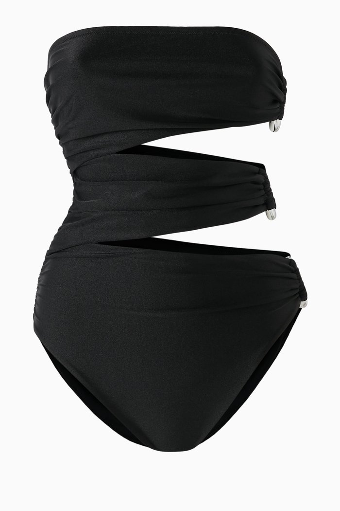 

Esmerelda Cutout One-piece Swimsuit in Stretch Nylon, Black
