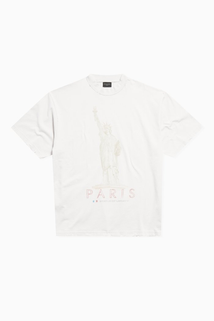 

Unisex Paris Liberty Medium Fit T-shirt in Cotton, White