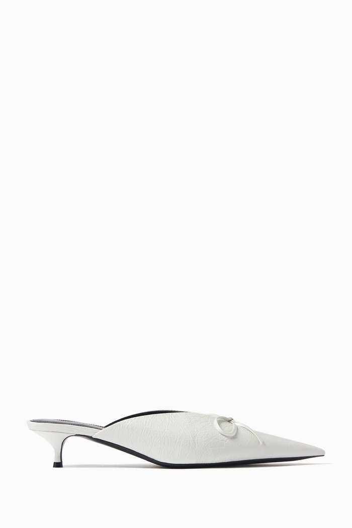 

Knife Bow Mule in Arena Lambskin, White