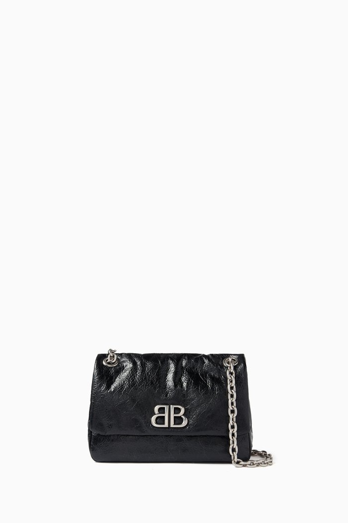 

Mini Monaco Quilted Bag in Arena Calfskin Leather, Black