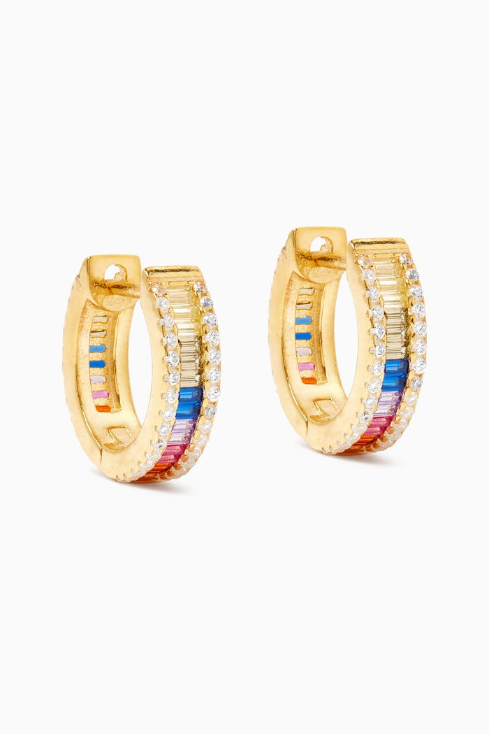 

Colourful Huggie Earrings in Rose gold-plated Sterling Silver, Multicolour