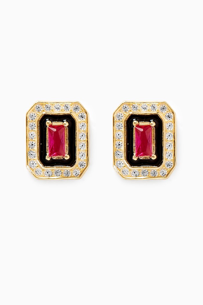 

Mini Ruby Earrings in Gold-plated Sterling Silver, Red