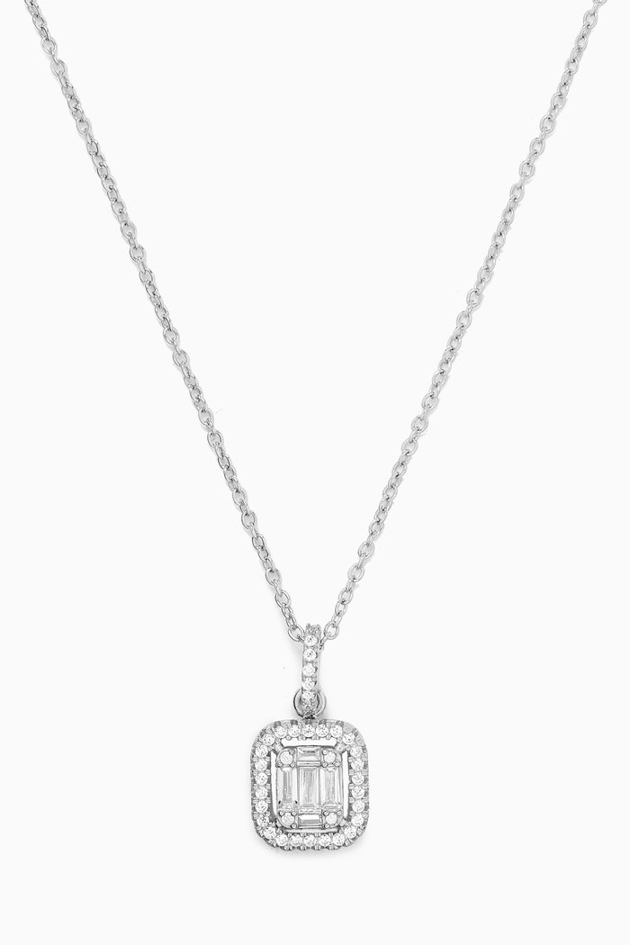 

Baguette Crystal Necklace in Sterling Silver