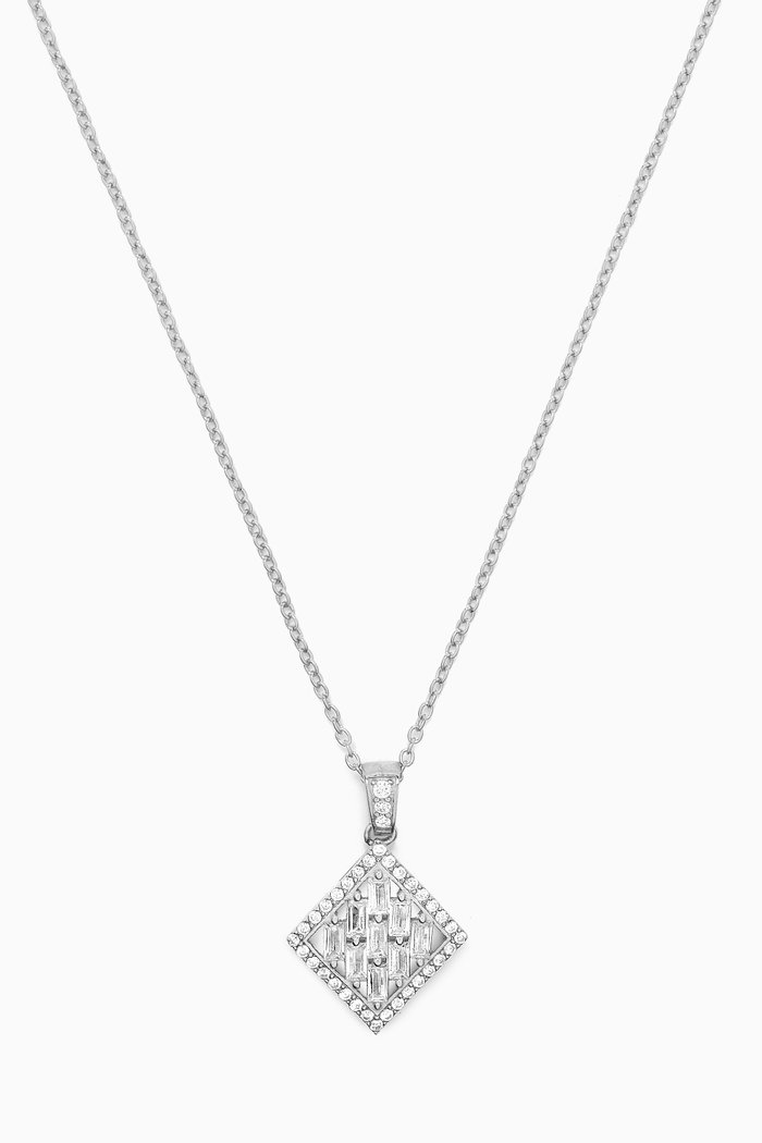 

Baklava Slice Baguette Pendant Necklace in Sterling Silver