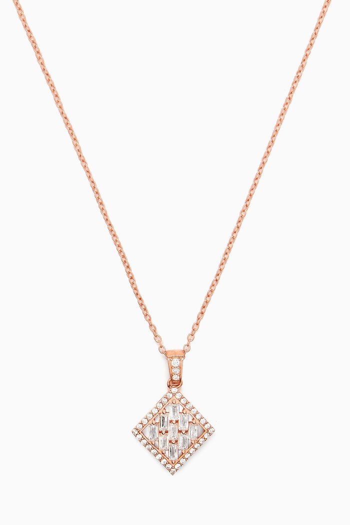 

Baklava Slice Baguette Pendant Necklace in Rose Gold-plated Sterling Silver