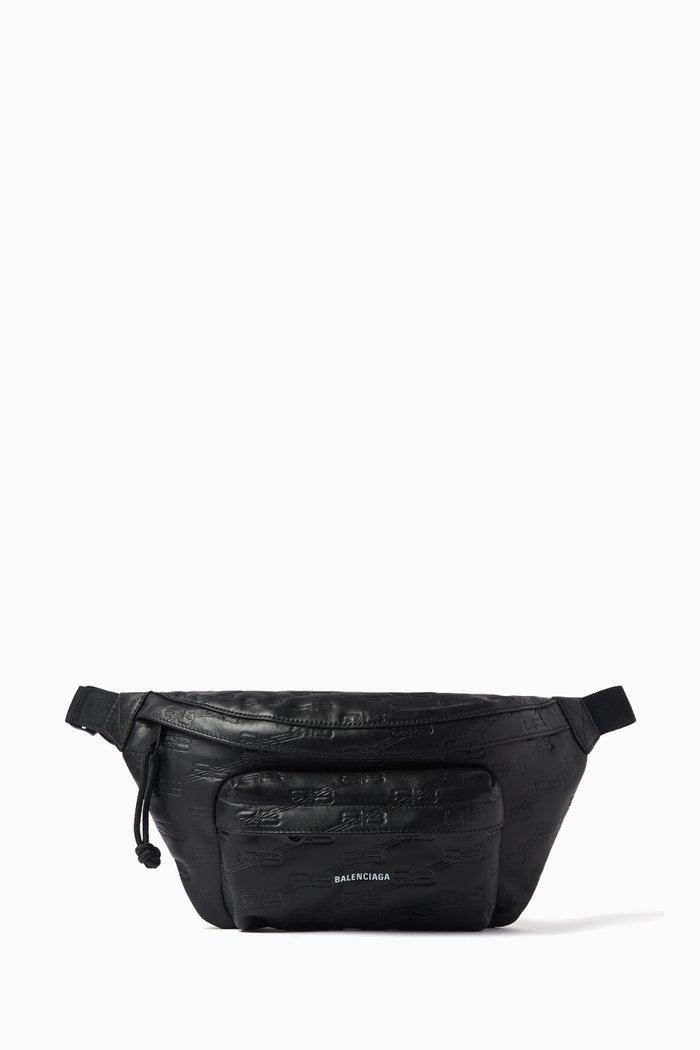 

BB Monogram Belt Bag in Embossed Leather, Black