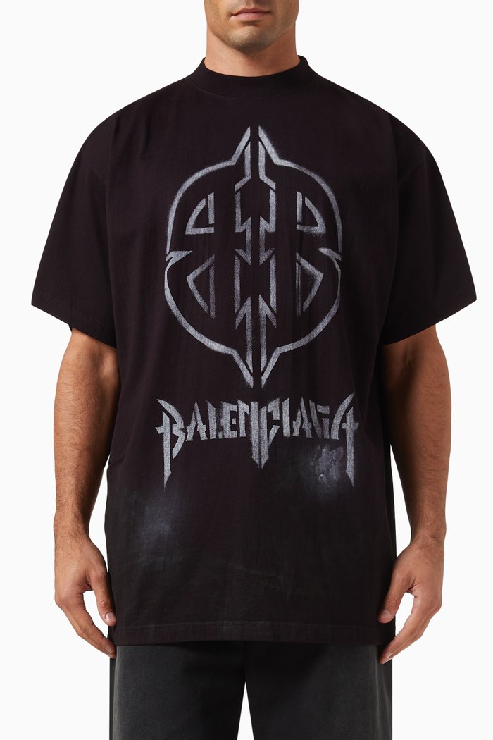 

Metal BB Stencil Oversized T-shirt in Vintage-jersey, Black