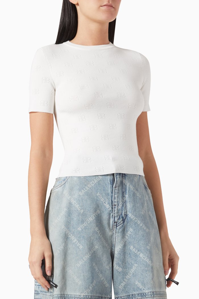 

BB Cropped Knit Top in Wool, White