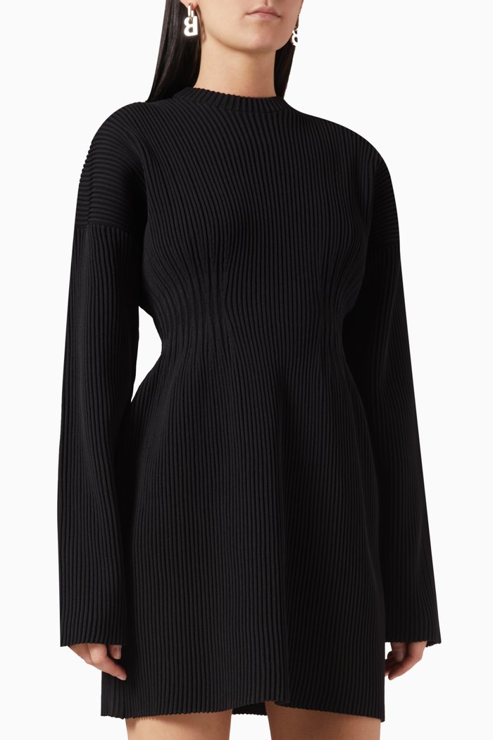 

Hourglass Mini Dress in Viscose Blend, Black