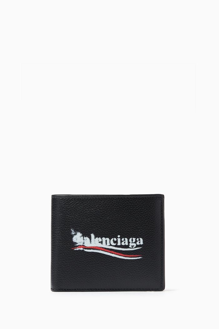 

Stencil Bi-fold Watter in Calf Leather, Black