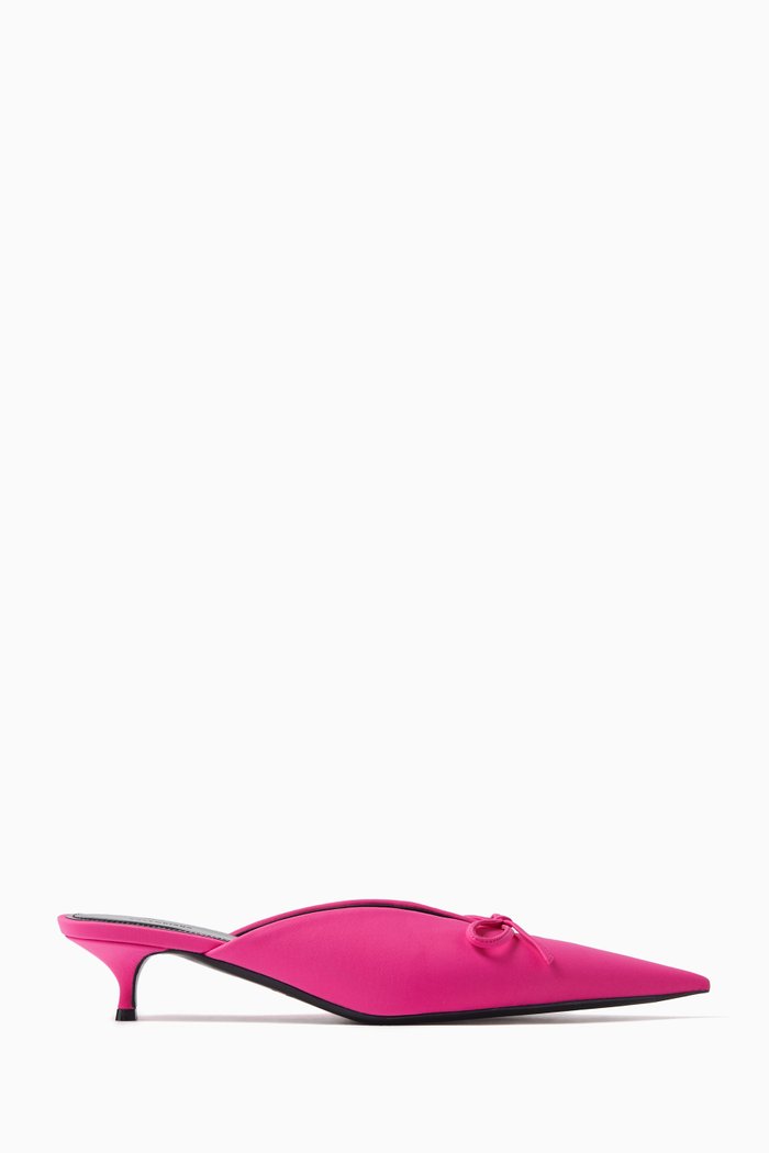 

Knife Bow Mule in Matte Spandex, Pink