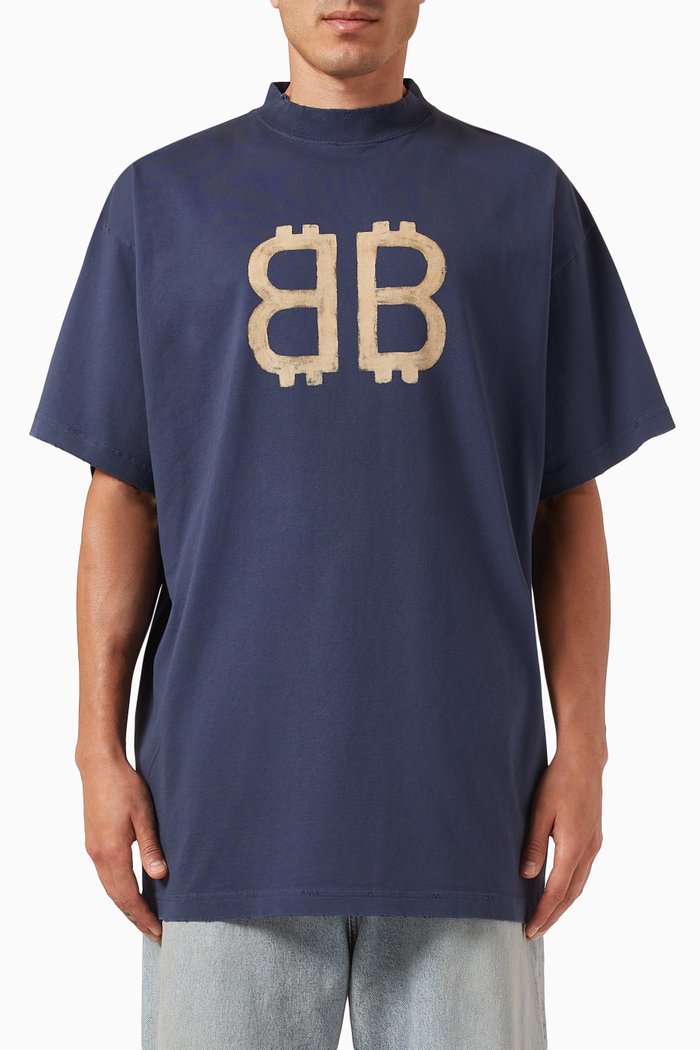 

Crypto Oversized T-shirt in Vintage-jersey, Blue