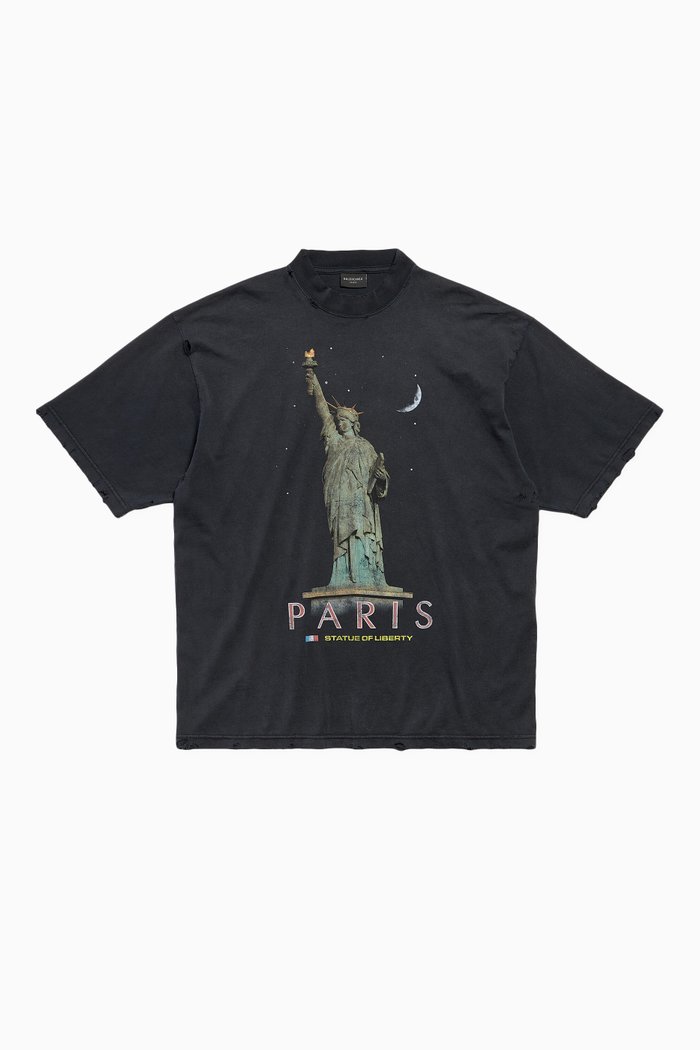 Unisex Paris Liberty Medium Fit T-shirt in Cotton, Black