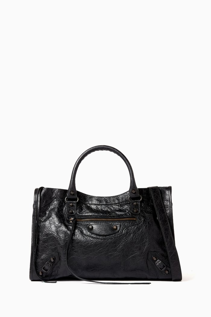 

Medium Le City Bag in Arena Storico Lambskin, Black