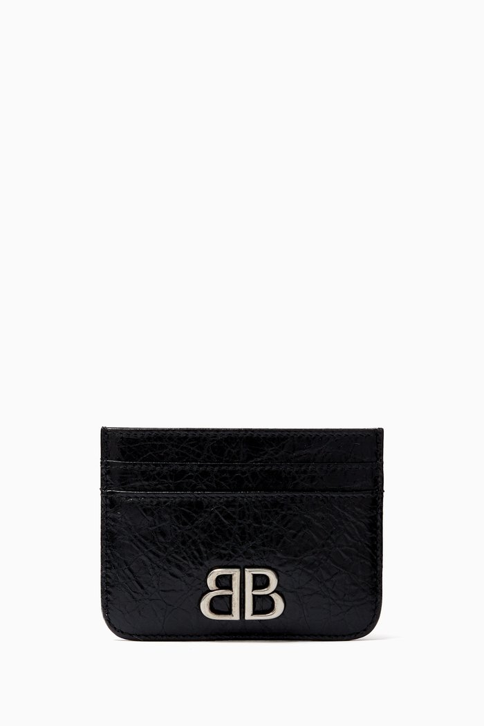 

Monaco Card Holder in Arena Lambskin, Black