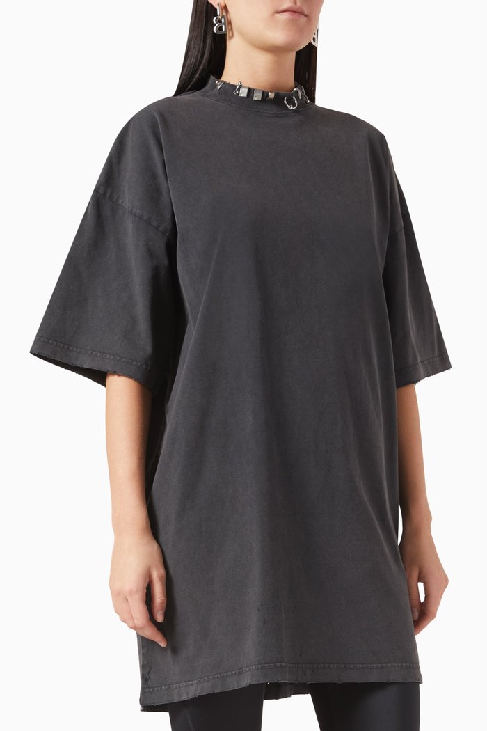 Pierced T-shirt Dress in Jersey, Black