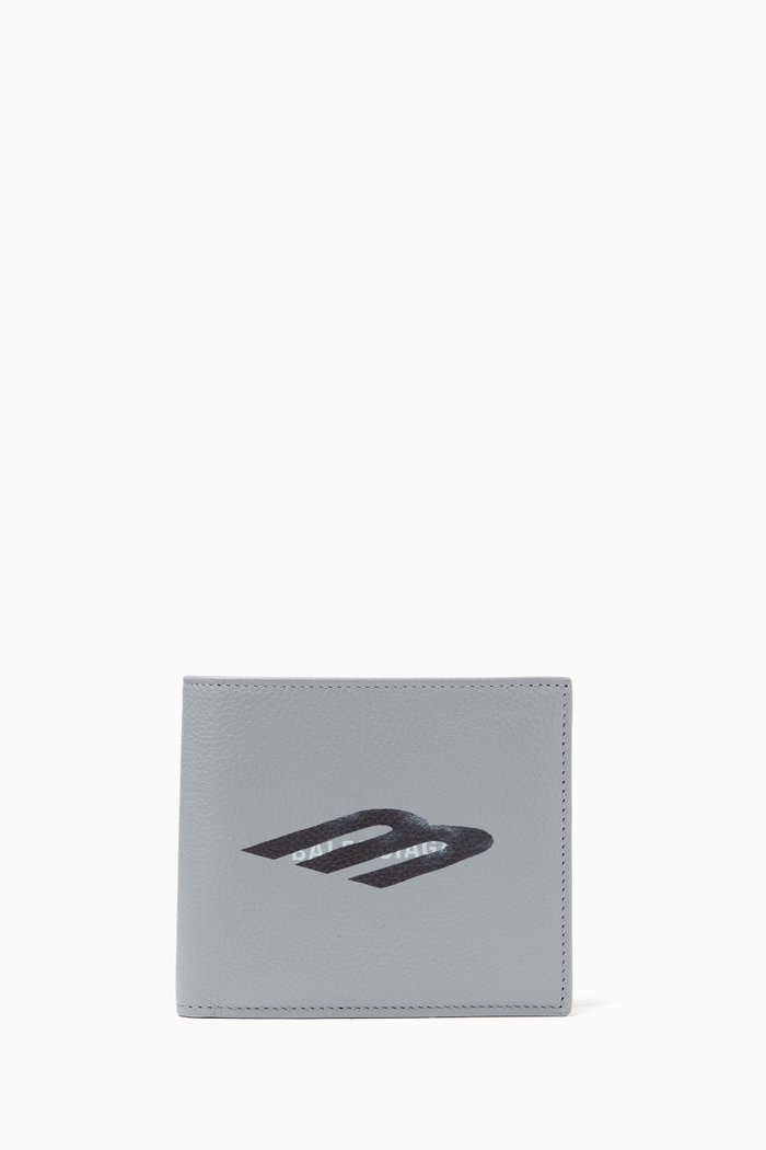 

Cash Square Folded Wallet in Grained Calfskin, Grey