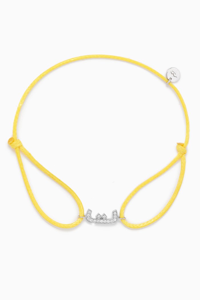 

Diamond Arabic Initial Letter 'T' Thread Bracelet in 18kt White Gold, Yellow