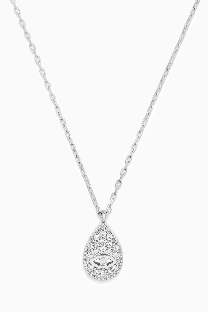 Evil Eye Tear-drop Necklace in Sterling Silver
