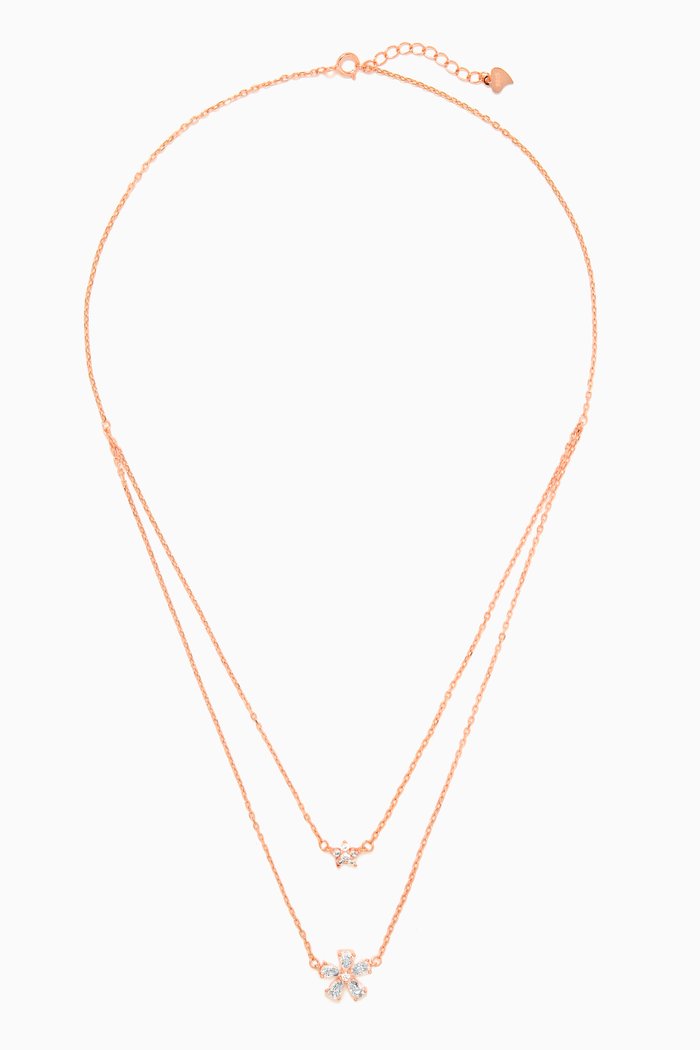 

Double Strand Pendant Necklace in Sterling Silver, Rose gold
