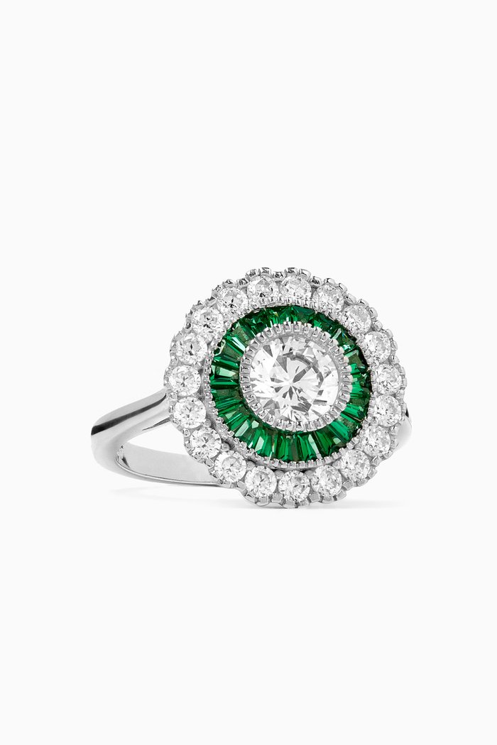 

Emerald Stone Ring in Sterling Silver, Green