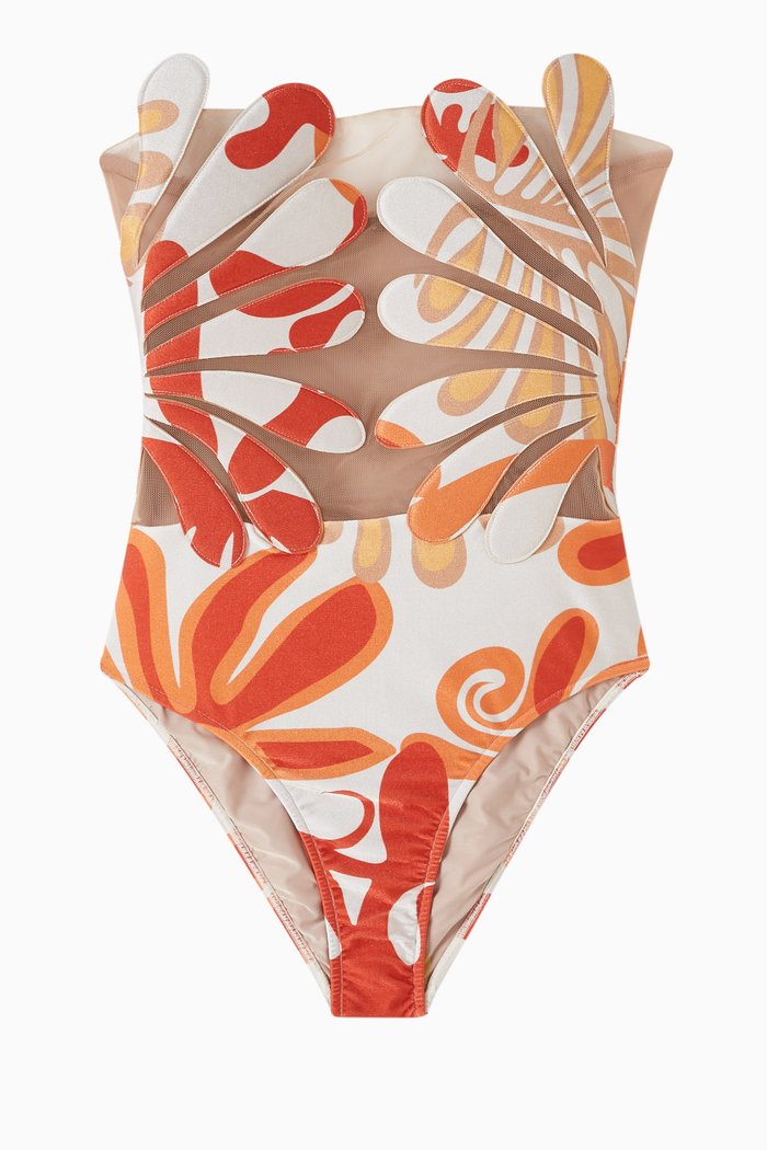 

Algae Strapless One-piece Swimsuit, Orange