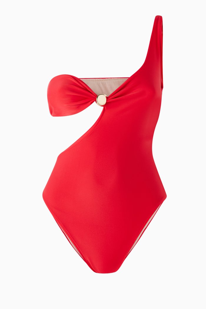 

Holiday One-shoulder One-piece Swimsuit, Red