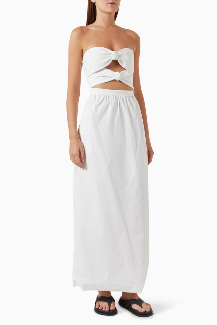

Double-knot Maxi Dress in Stretch-cotton, Neutral