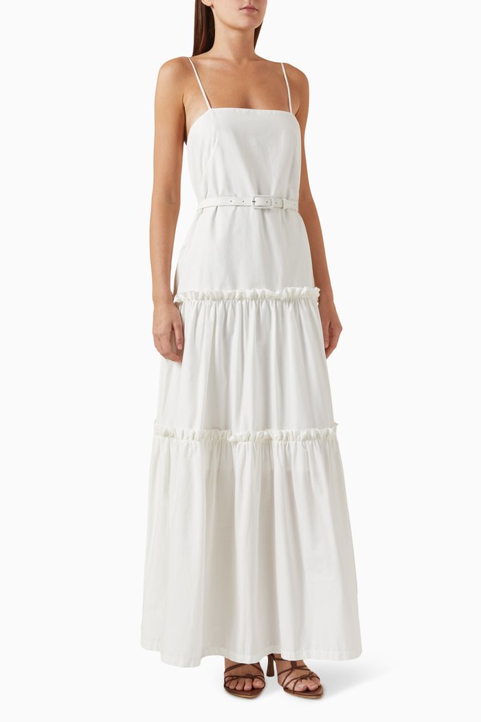 

Ruffled Maxi Dress in Cotton, Neutral