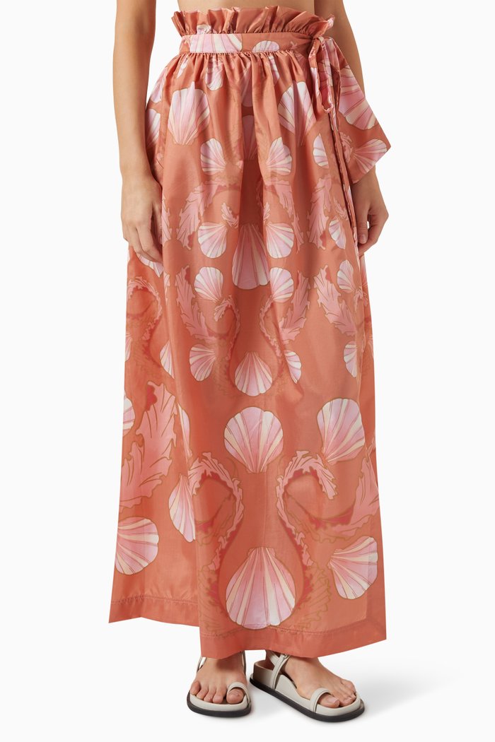 

Seashell Maxi Wrap Skirt, Orange