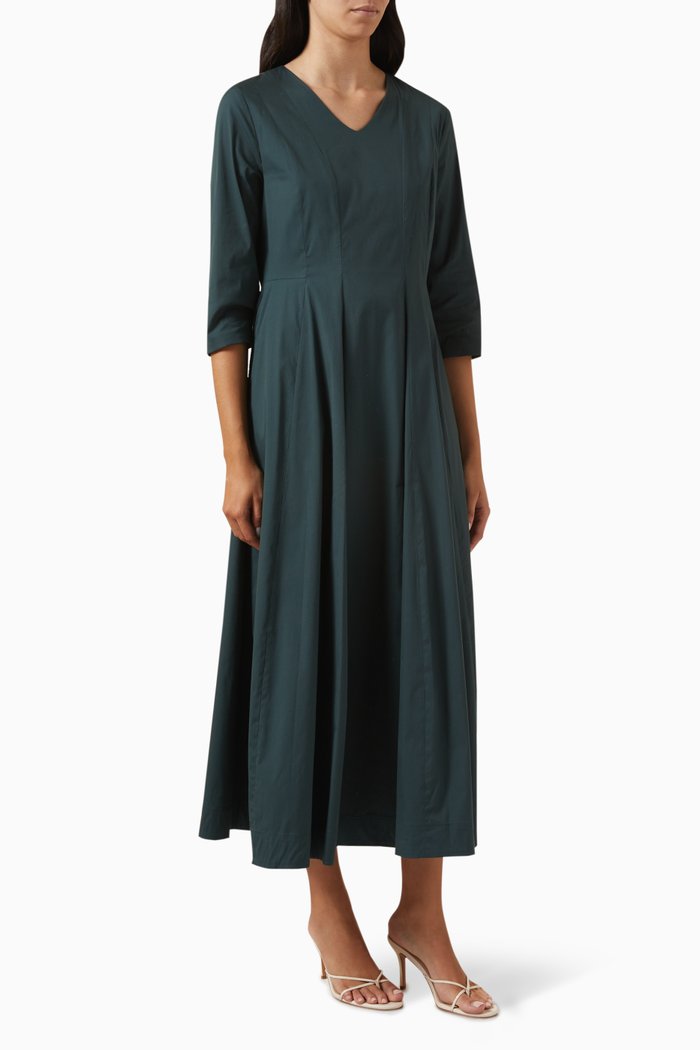 

Romolo Midi Dress in Cotton-poplin, Green