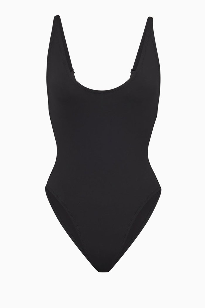 

Scoop-neck One-piece Swimsuit, Black