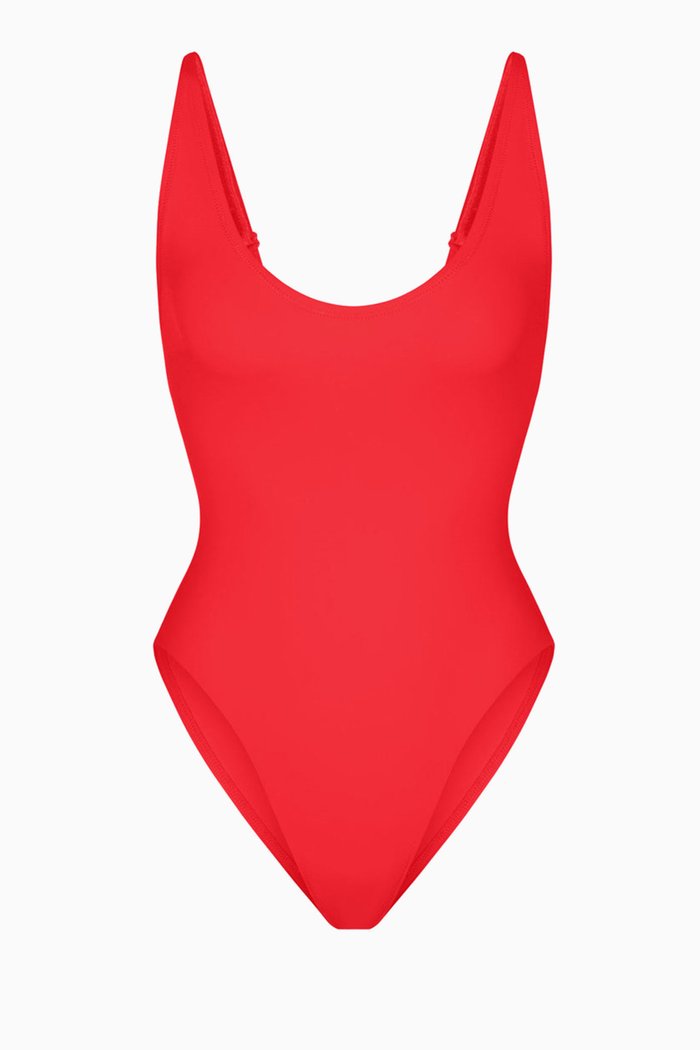 

Scoop-neck One-piece Swimsuit, Red