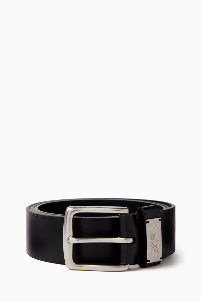 

Pony-plaque Belt in Leather, Black