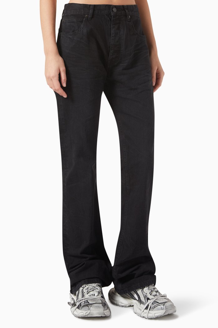 

Low-waisted Straight-leg Pants in Japanese Denim, Black