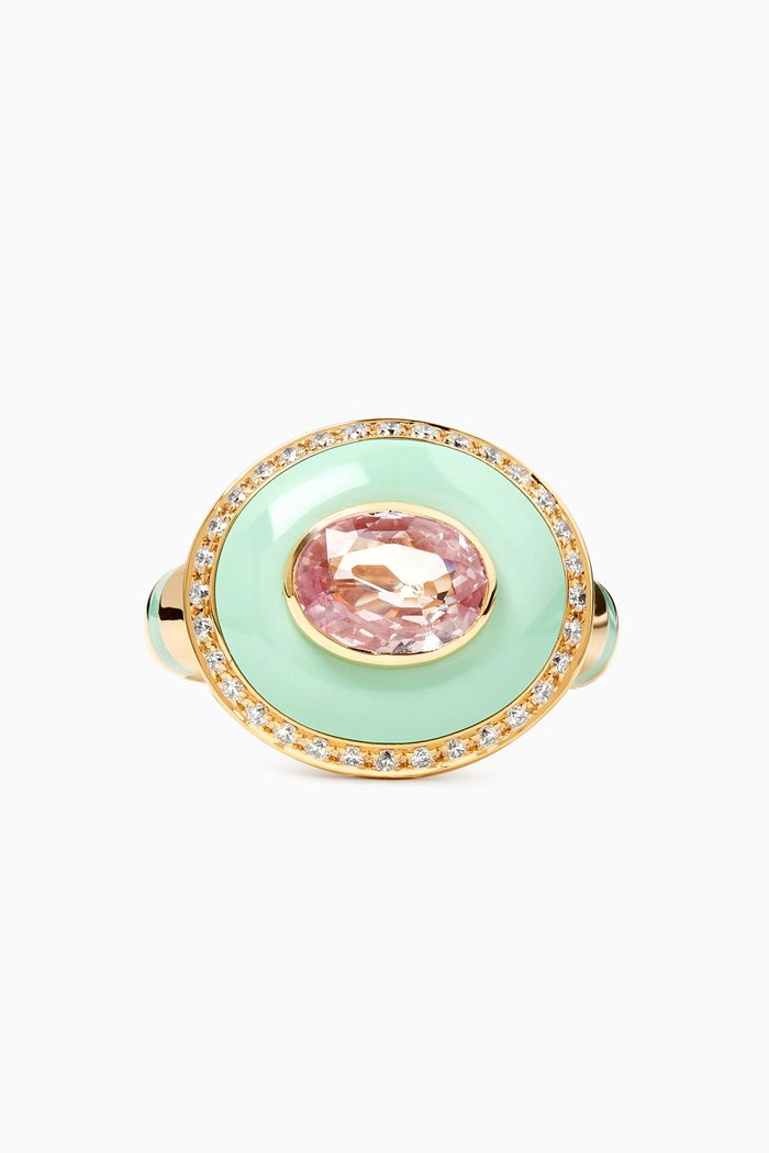 

Diamond & Sapphire Candy Ring in 18kt Yellow Gold